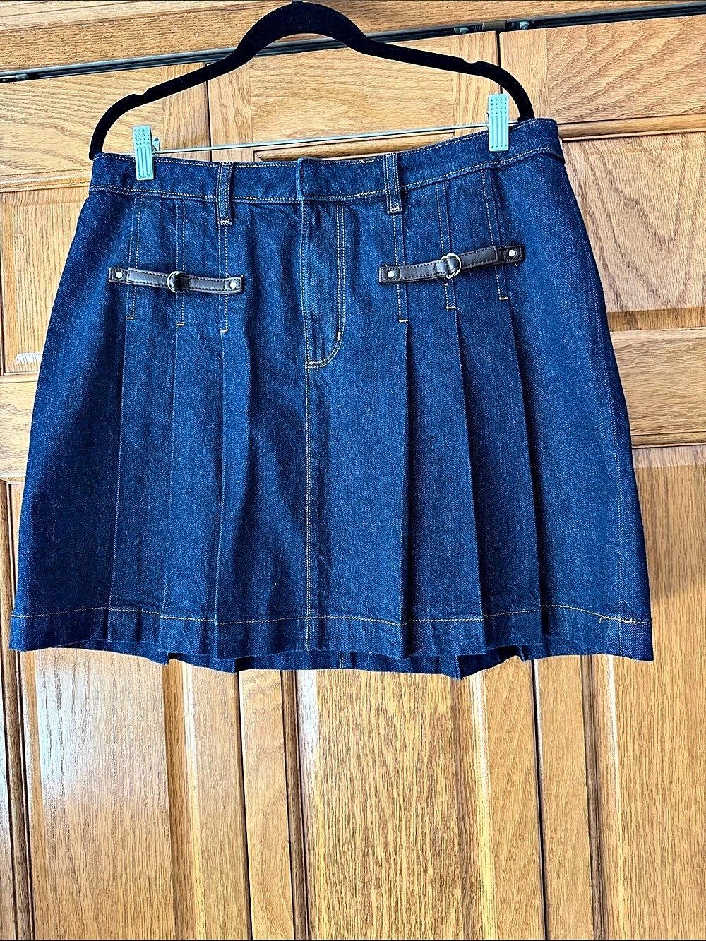 LOFT Denim A-Line Pleated Mini Skirt Size 12